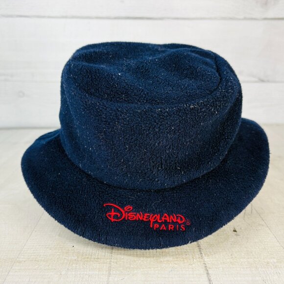 Disneyland Paris WINNIE THE POOH Fleece Bucket Hat Adult Navy Embroidered Disney